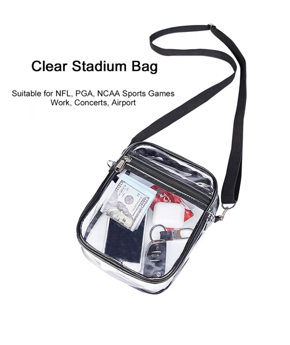 Take Me Out to the Ball Game Clear Crossbody Stadium Bag - Navy GG